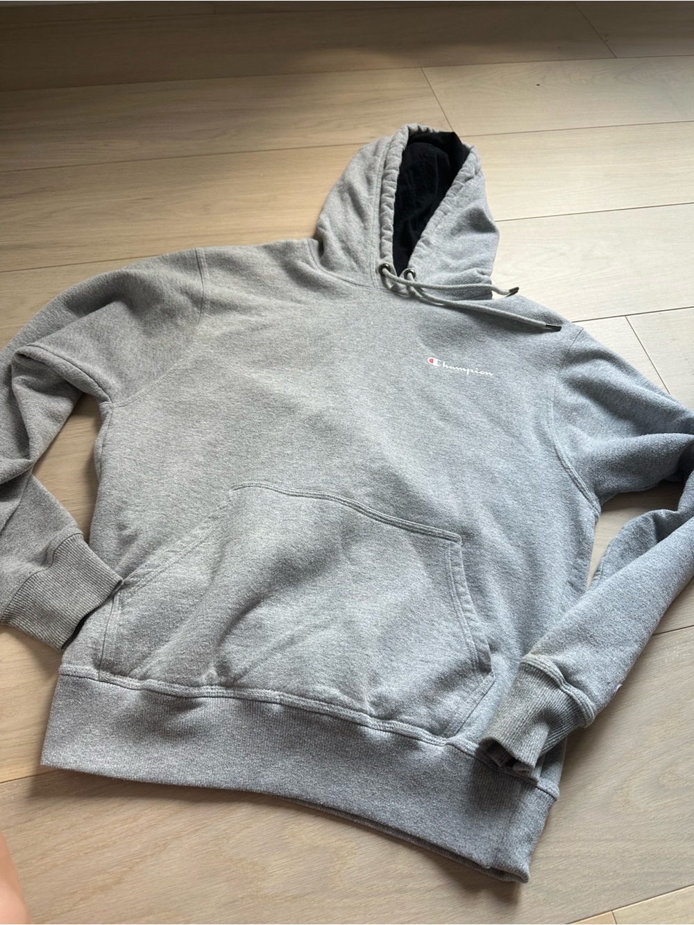 Champion Men's Gray Crewneck Hoodie with Subtle Logo